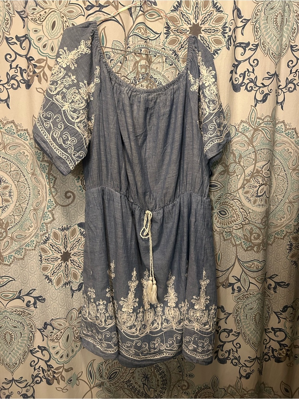 Flying Tomato Blue Dress with White Embroidery